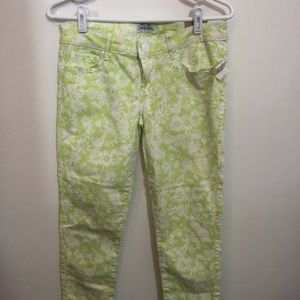 Aeropostale neon green daisy print pants.